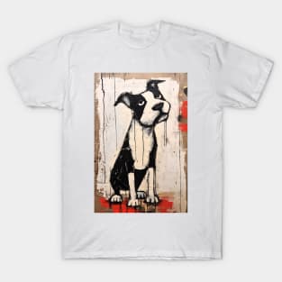 Comical Black and White Pitbull Dog T-Shirt